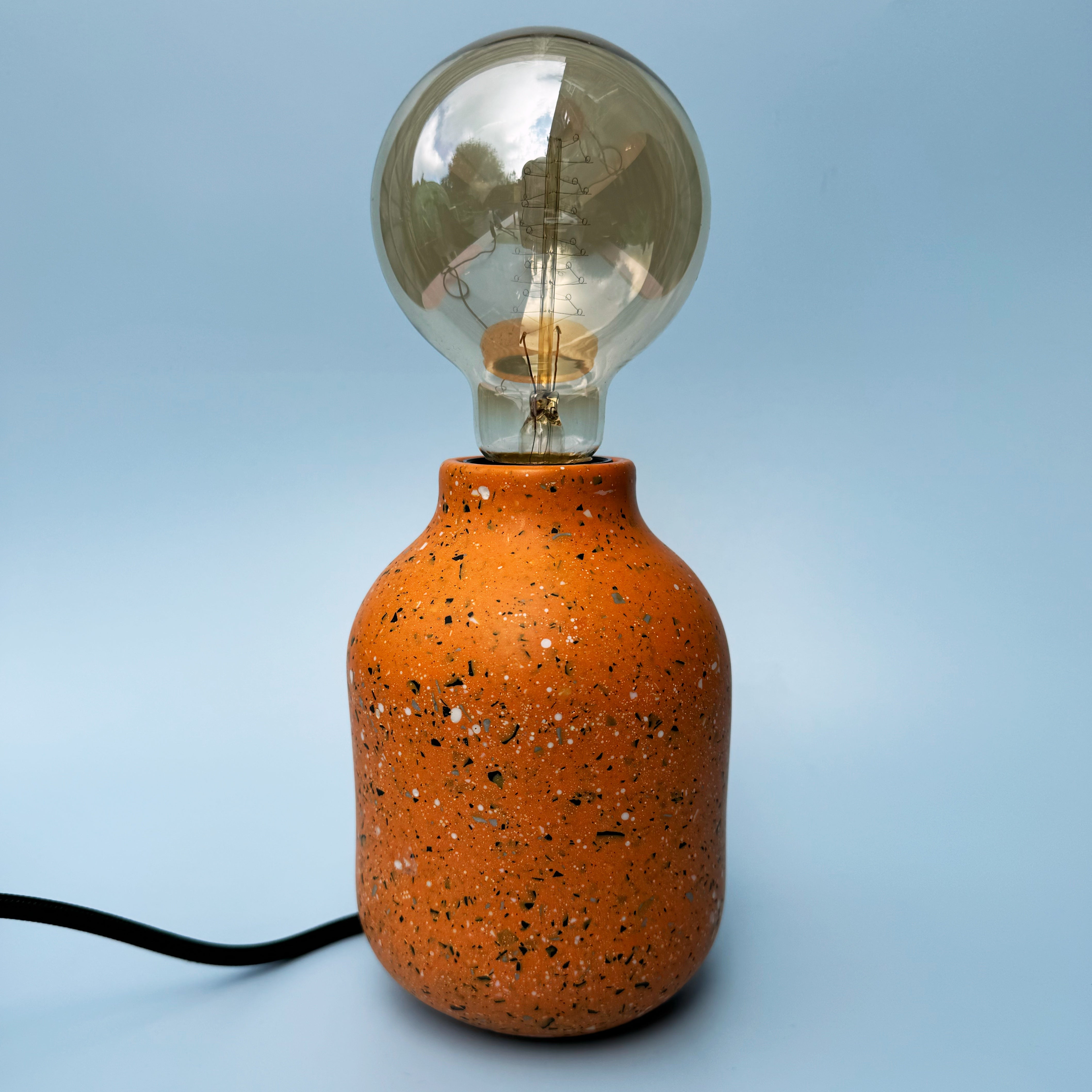 Orange Terrazzo Jesmonite Lamp, Edison Bulb Lamp, Modern Desk Lamp, Handmade Lighting, Unique Home Decor, Industrial Lighting