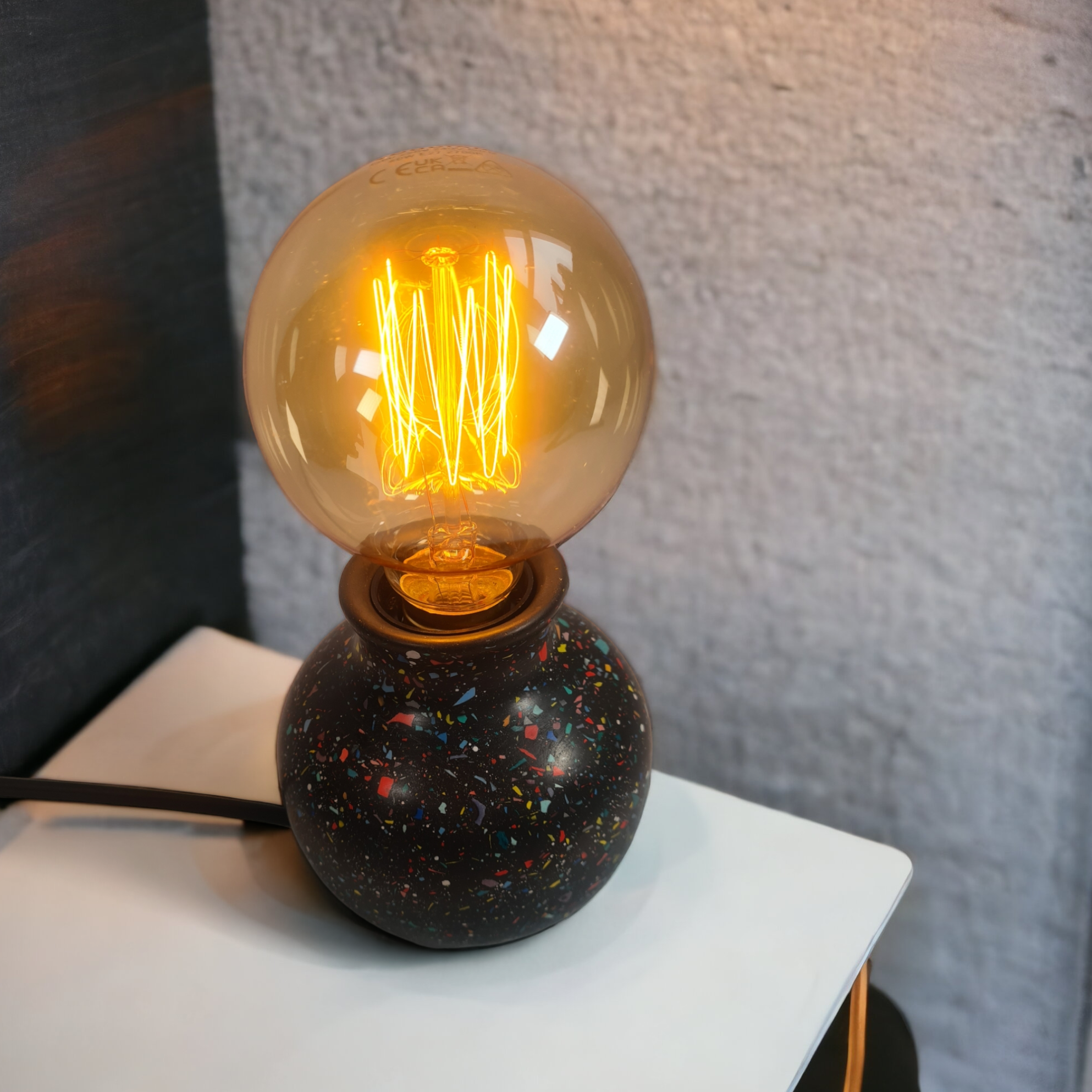 Black Lamp With Multicoloured Terrazzo