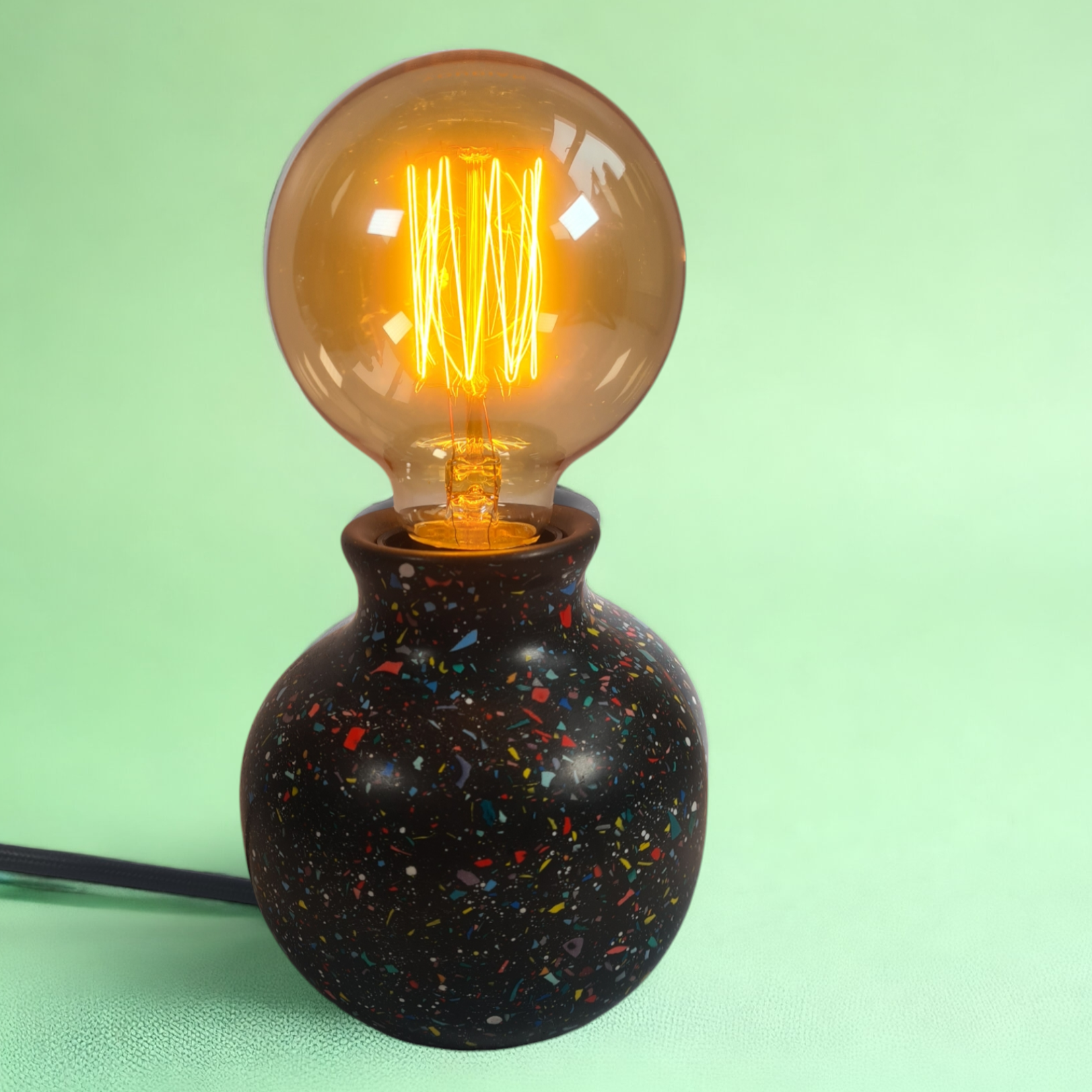 Black Lamp With Multicoloured Terrazzo